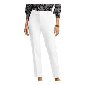 Talbots Hampshire Ankle Pants Trousers Size 14 White Lined Straight Leg Mid Rise